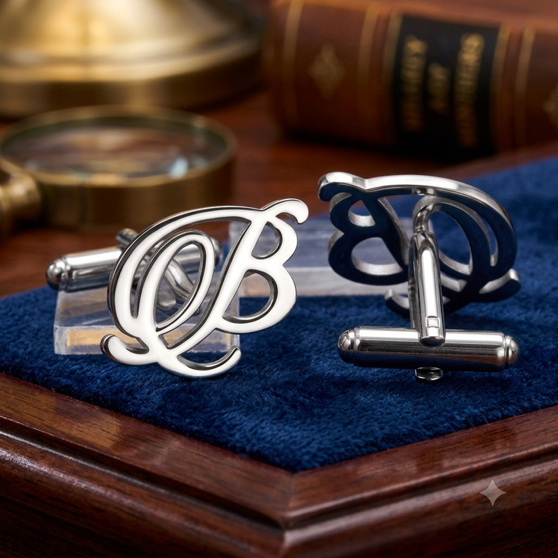 Single Initial Cufflinks for Men