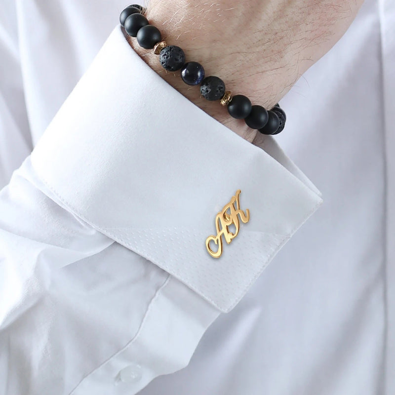 Personalized Initial Monogram Cufflinks – Custom Interlocking Initial Cufflinks for Men