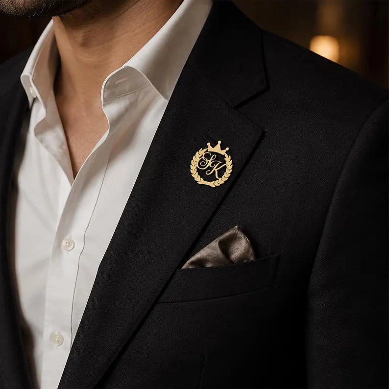 Custom Name Crown Brooch