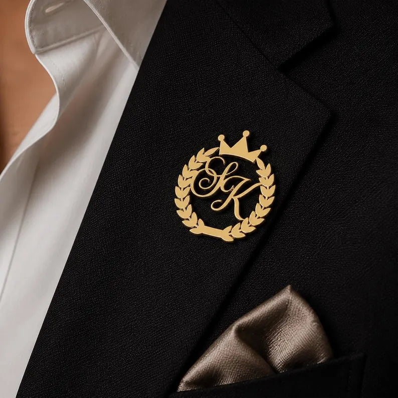Custom Name Crown Brooch
