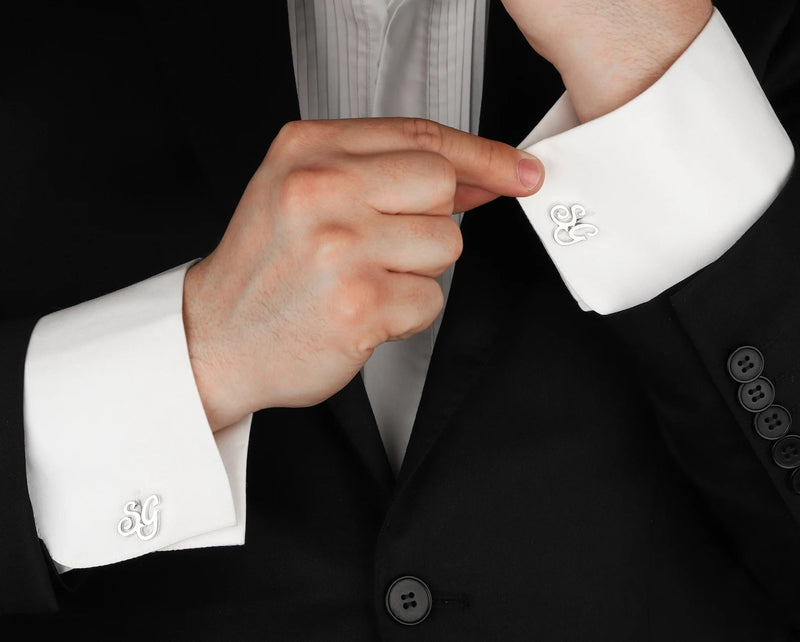 Custom Script Initial Monogram Cufflinks – Personalized Elegant Letter Cufflinks for Men’s Formal Wear & Wedding Gifts