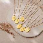 "I Love You Mom" Oval Birth Flower Necklace