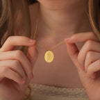 "I Love You Mom" Oval Birth Flower Necklace