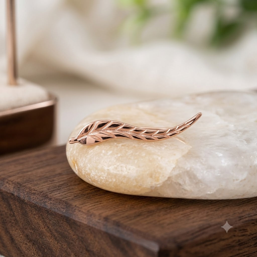 Feather Ear Climber with Detailed Filigree Work