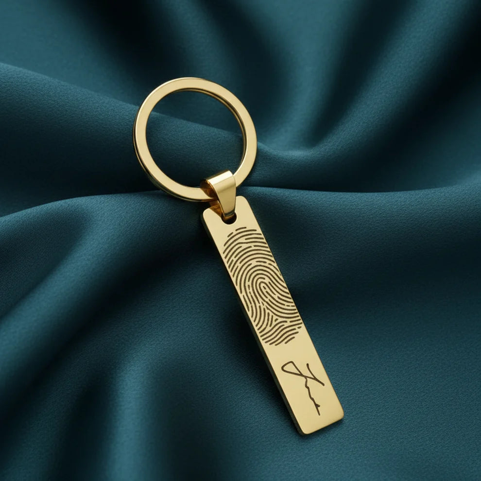 Actual Fingerprint & Handwriting Keychain