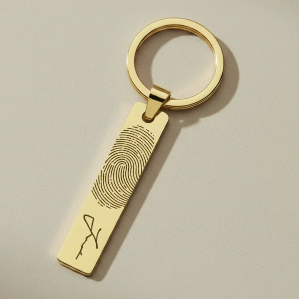 Actual Fingerprint & Handwriting Keychain