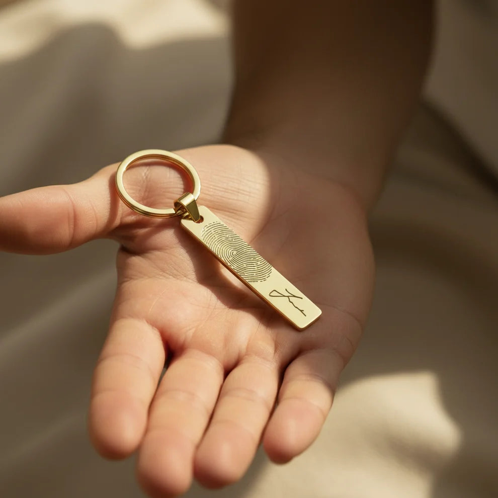 Actual Fingerprint & Handwriting Keychain