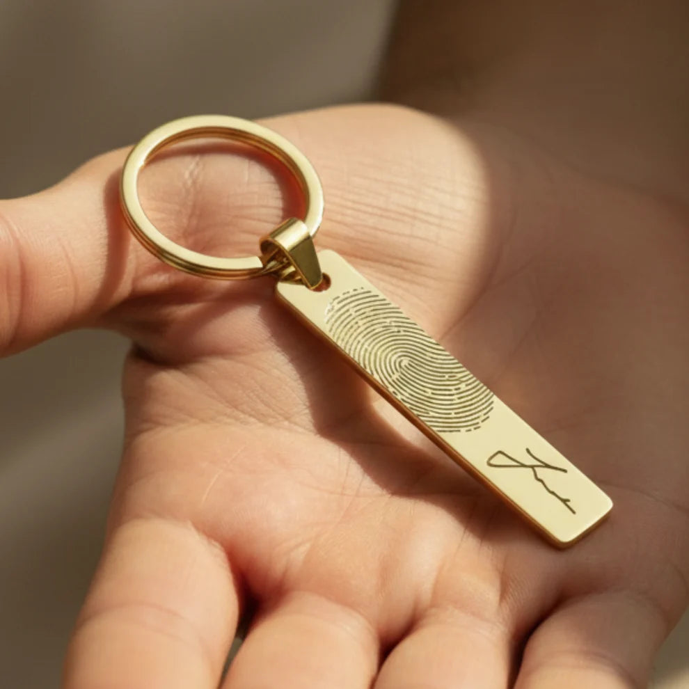 Actual Fingerprint & Handwriting Keychain