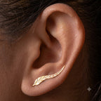 Feather Ear Climber with Detailed Filigree Work
