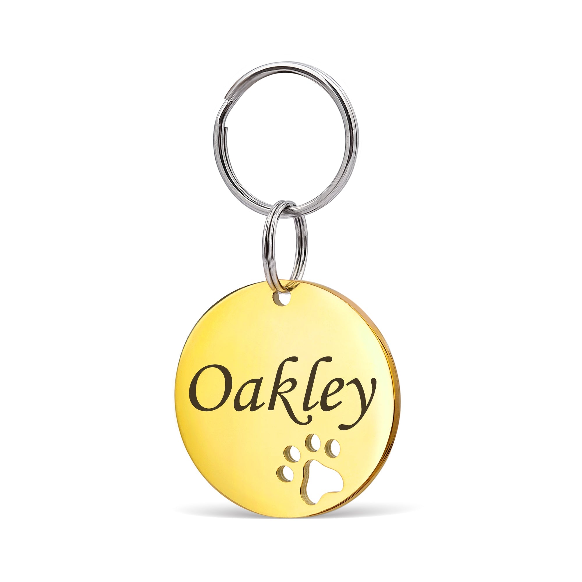 Round Shaped Paw Print Cut-Out Pet ID Dog Tag