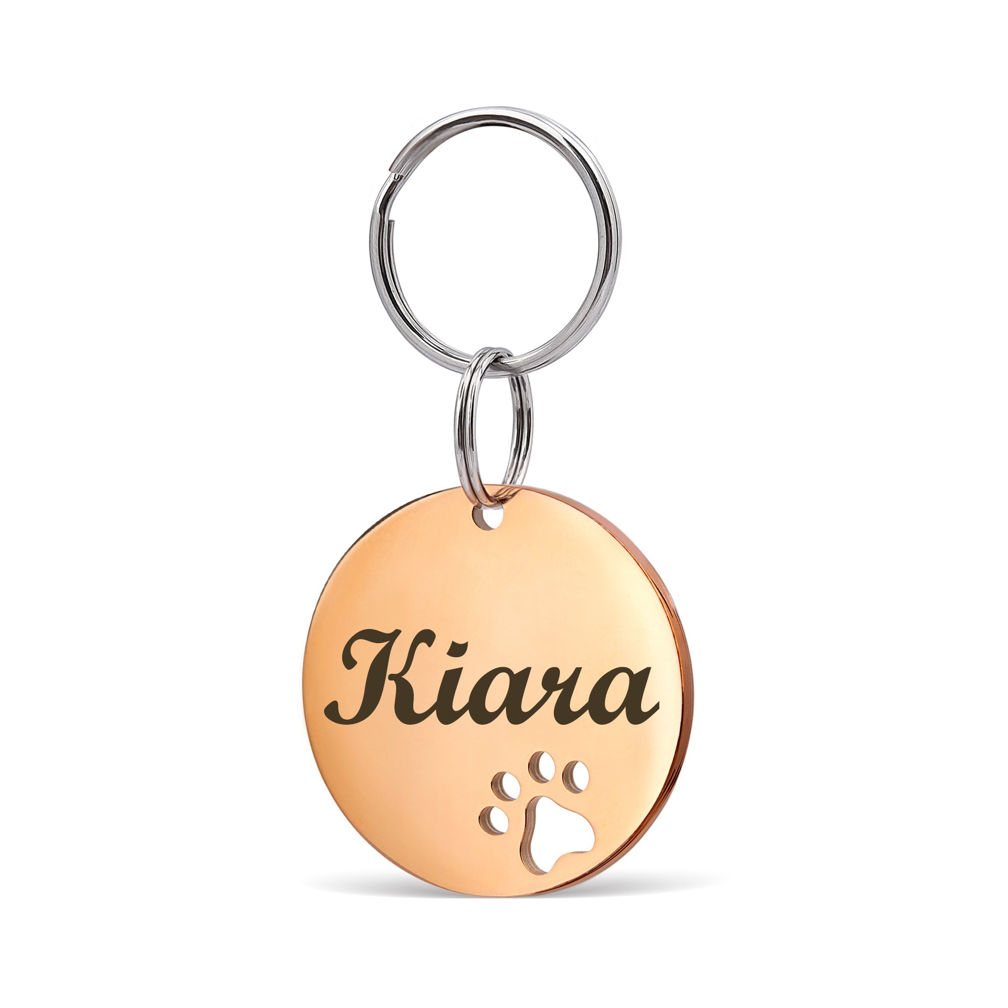 Round Shaped Paw Print Cut-Out Pet ID Dog Tag