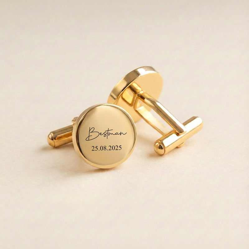 Personalised Best Man Cufflinks with Initials & Date