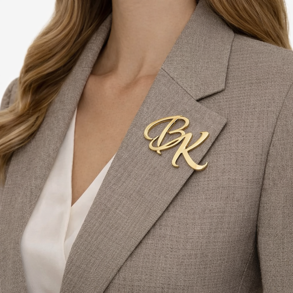Custom initial letter brooches