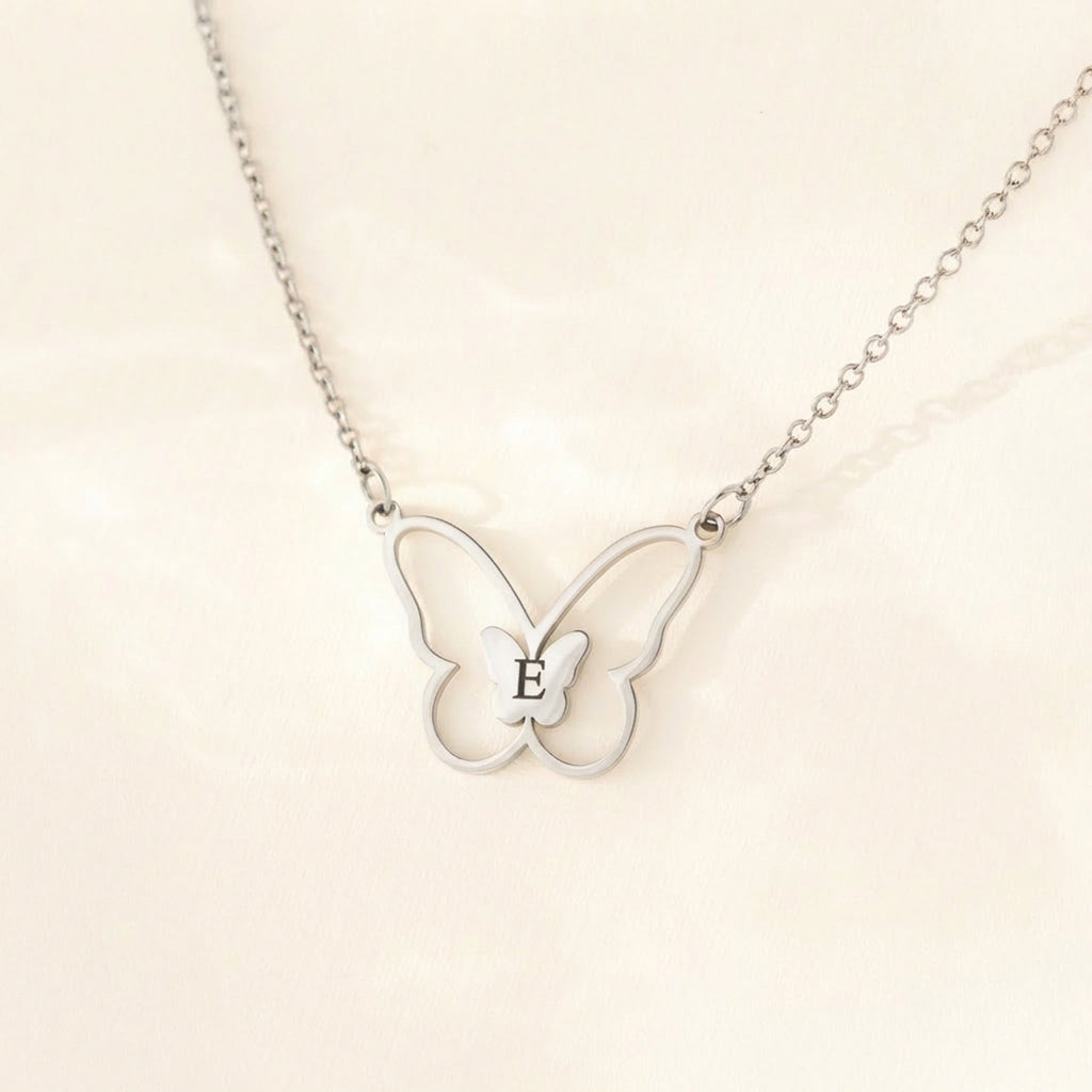 Butterfly Necklace with Initial