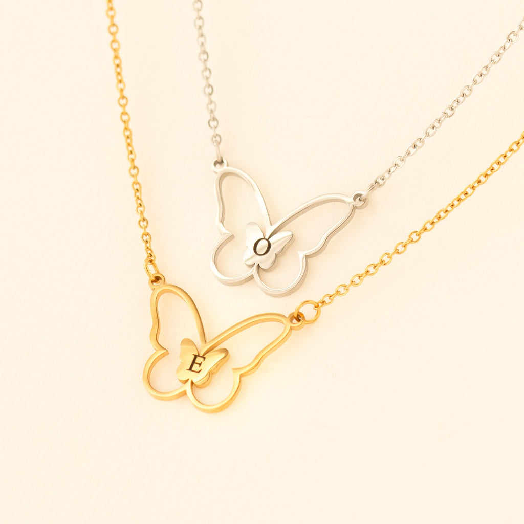 Butterfly Necklace with Initial