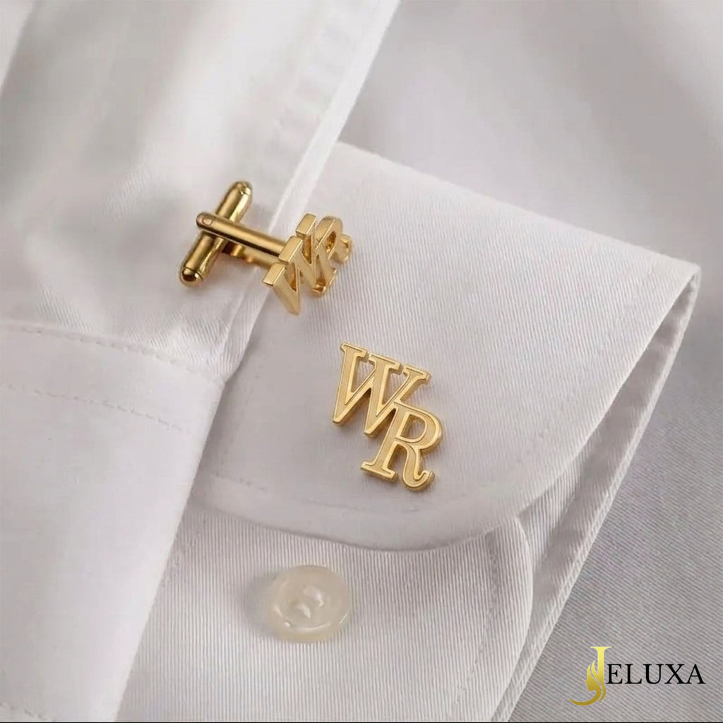 Custom Textured Monogram Initial Cufflinks For Groom's