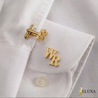 Custom Textured Monogram Initial Cufflinks For Groom's