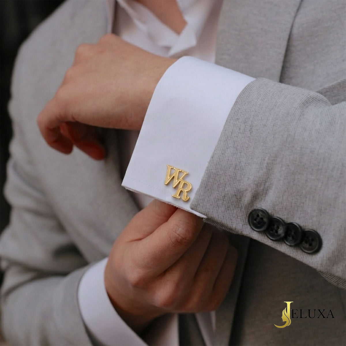 Custom Textured Monogram Initial Cufflinks For Groom's