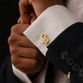 Custom Textured Monogram Initial Cufflinks For Groom's