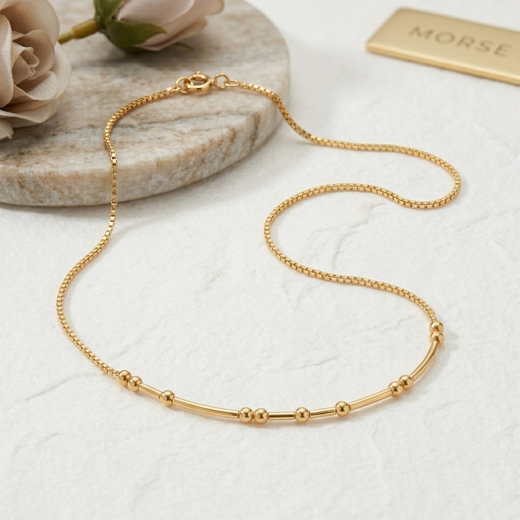 Custom Morse Code Hidden Name Necklace – Personalized Secret Message Jewelry for Men & Women