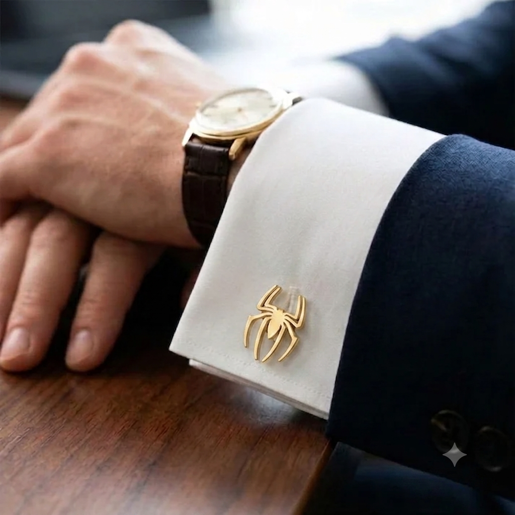 GUERLYN Classy Spider Cufflinks for Men – Premium Metallic Finish (Gold, Silver & Rose Gold)