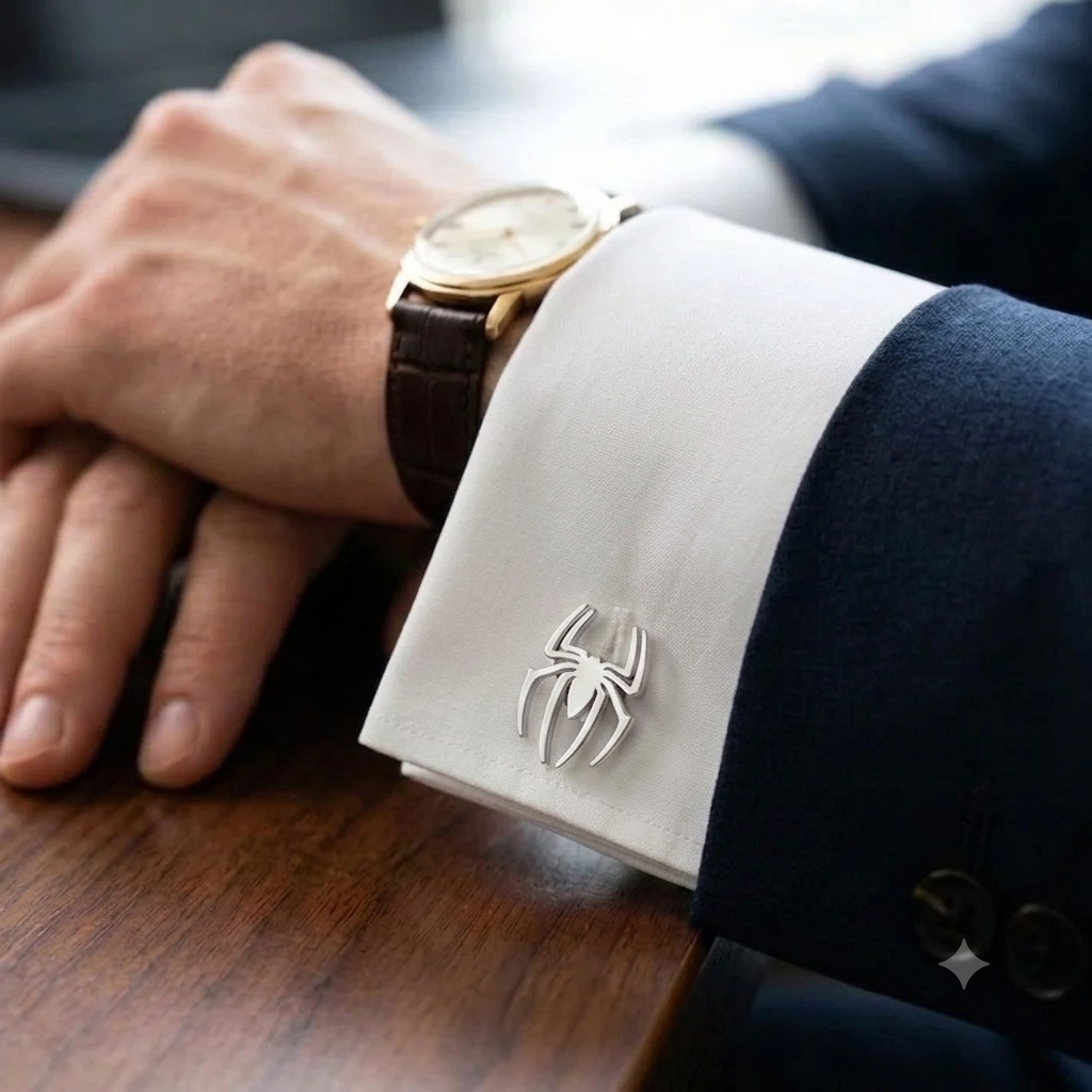 GUERLYN Classy Spider Cufflinks for Men – Premium Metallic Finish (Gold, Silver & Rose Gold)