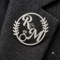Silver 'R&M' Groom Wedding Brooch Pin