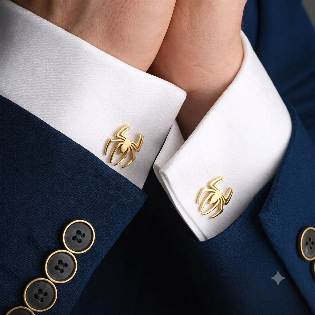 GUERLYN Classy Spider Cufflinks for Men – Premium Metallic Finish (Gold, Silver & Rose Gold)