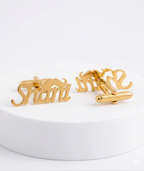 Personalized Name Cufflinks with Mustache Design