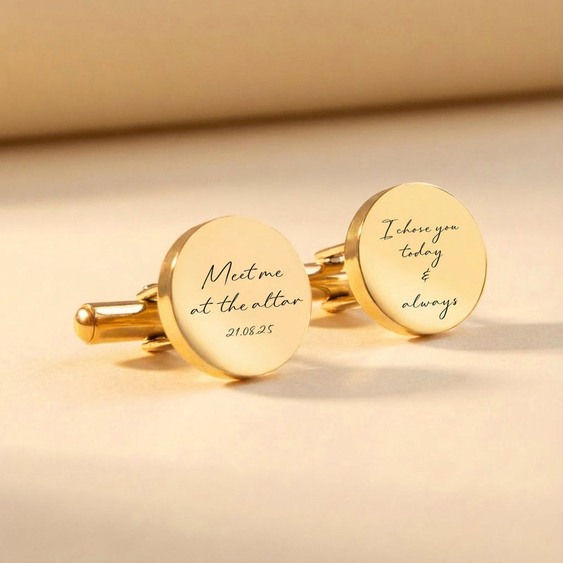Groom Cufflinks – Meet Me at the Altar Personalised Wedding Cufflinks