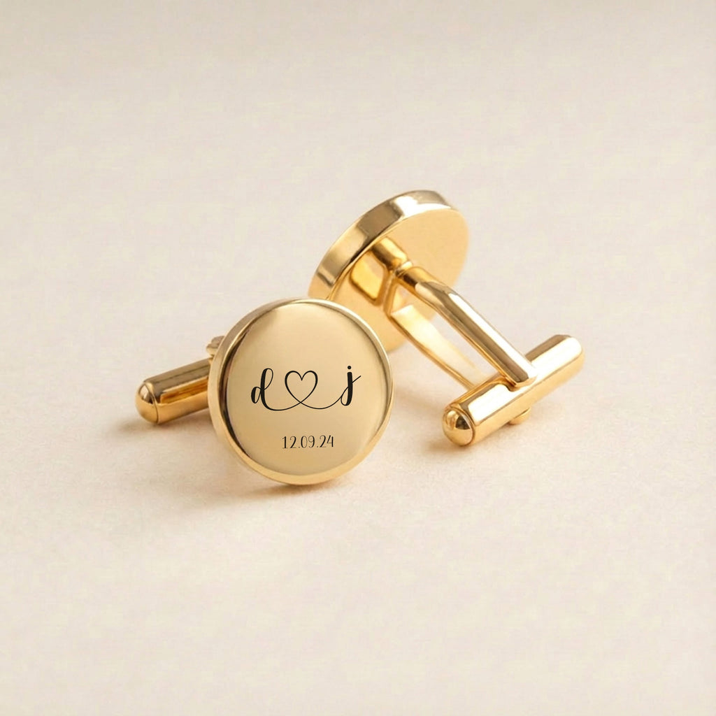 Personalised Wedding Cufflinks – Custom Message & Date