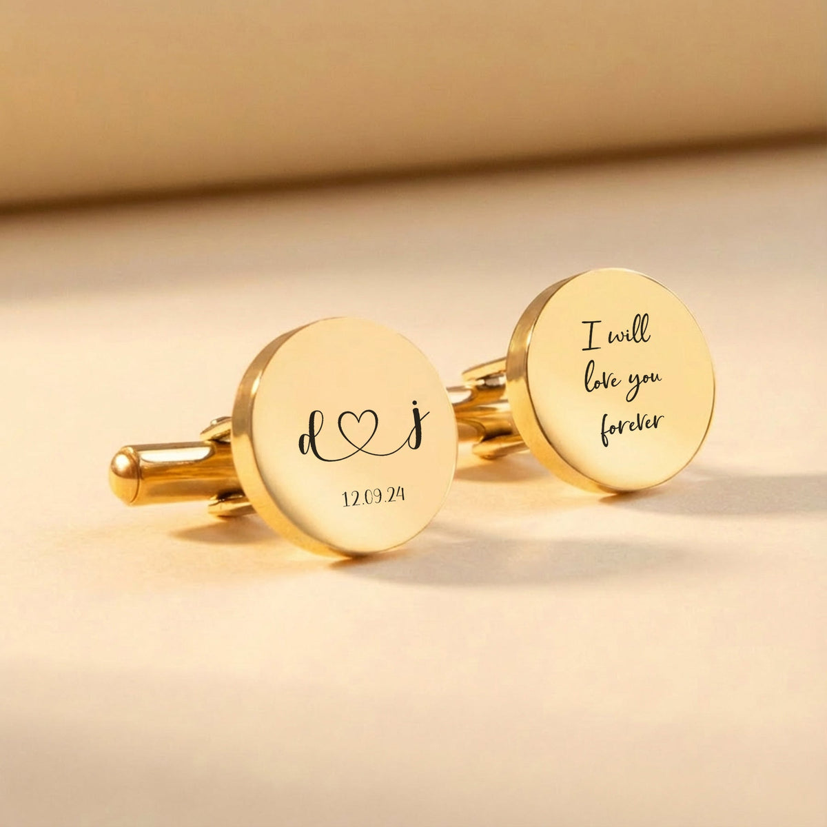 Personalised Wedding Cufflinks – Custom Message & Date