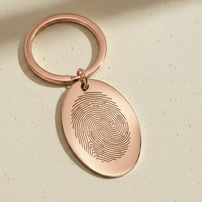 Oval Fingerprint Keychain