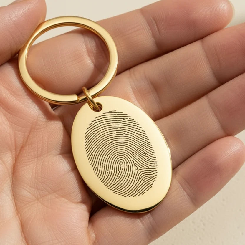 Oval Fingerprint Keychain