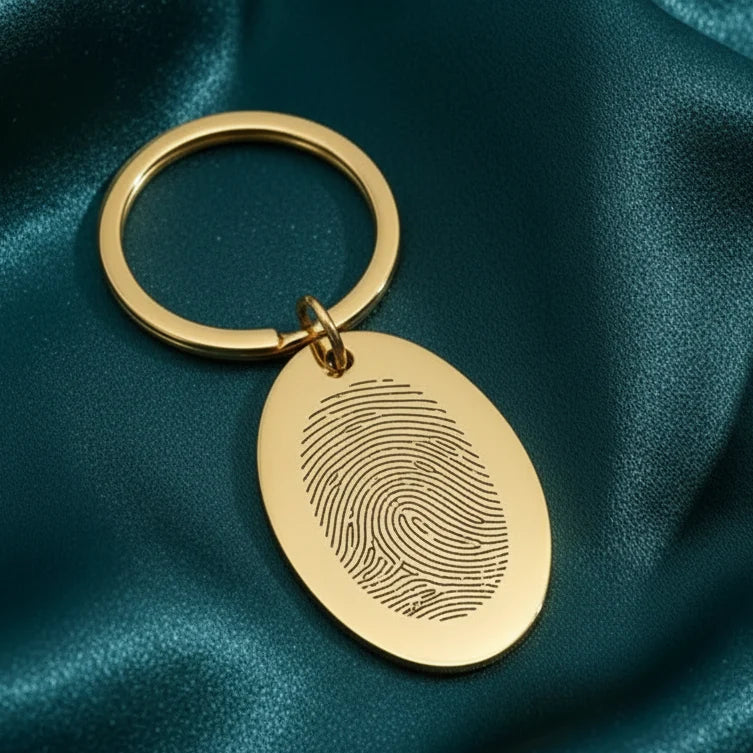 Oval Fingerprint Keychain