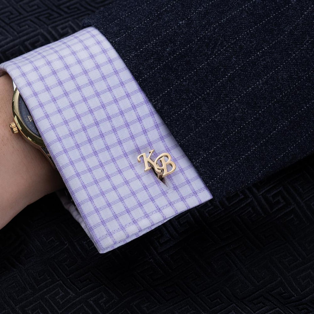 Personalized Initial Monogram Cufflinks – Custom Interlocking Initial Cufflinks for Men