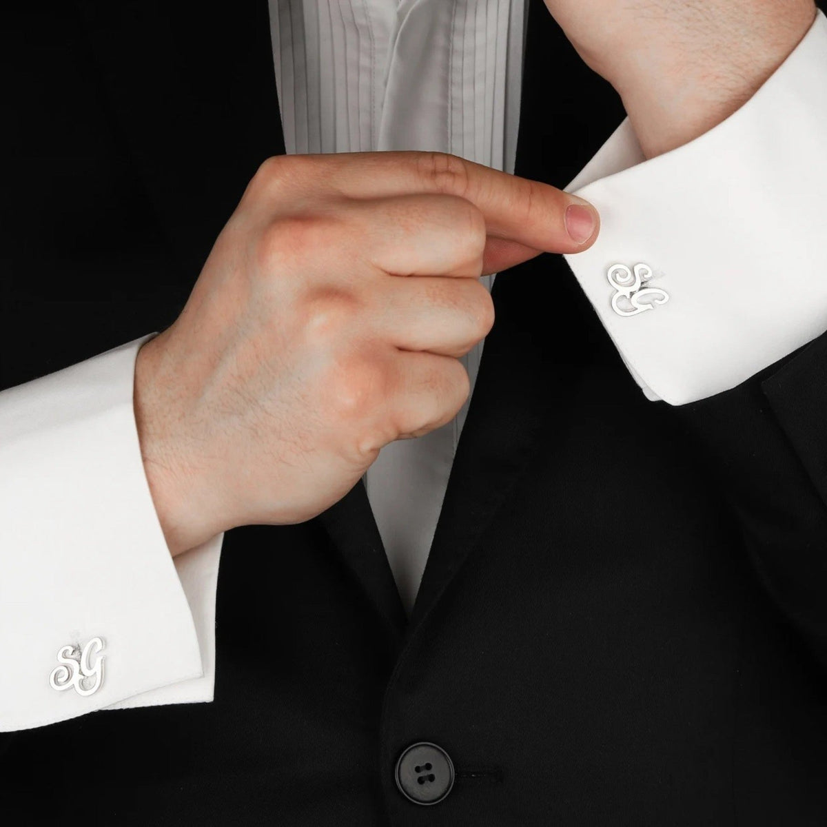 Personalized Initial Monogram Cufflinks – Custom Interlocking Initial Cufflinks for Men