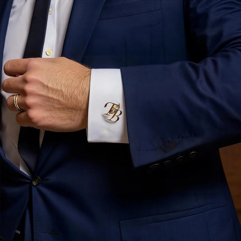 Personalized Initial Monogram Cufflinks – Custom Interlocking Initial Cufflinks for Men