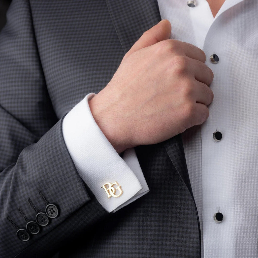 Custom Initial Letter Cufflinks – Personalized Stylish Font Cufflinks for Men