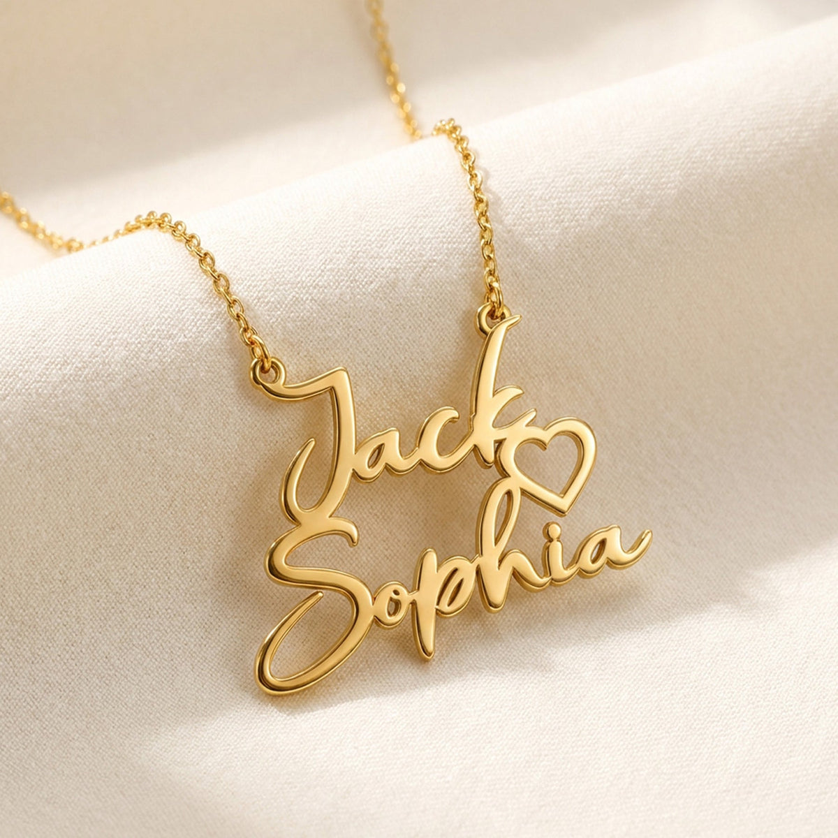 Two Name Necklace with Heart
