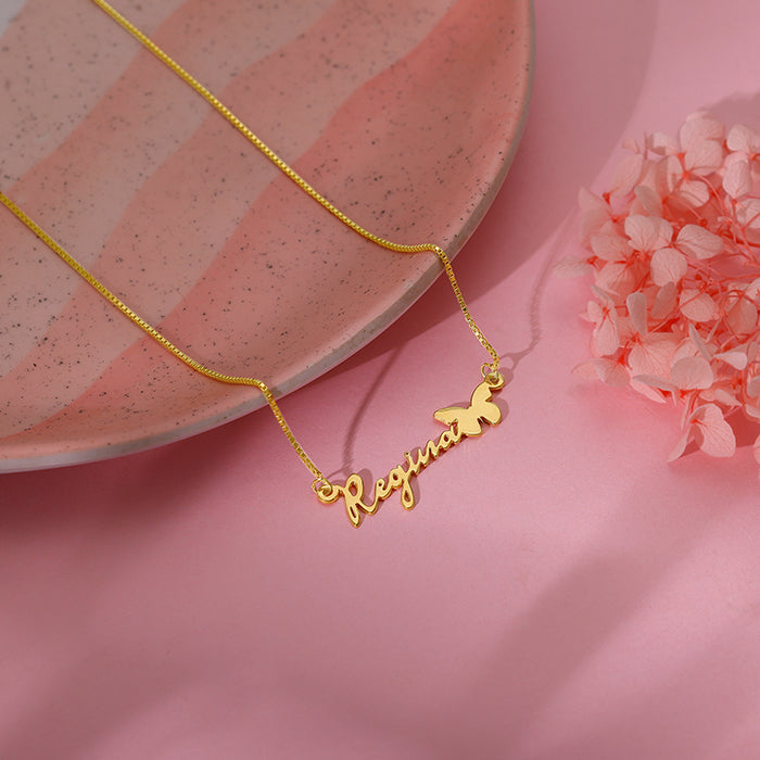 Golden Personalised Butterfly Pendant