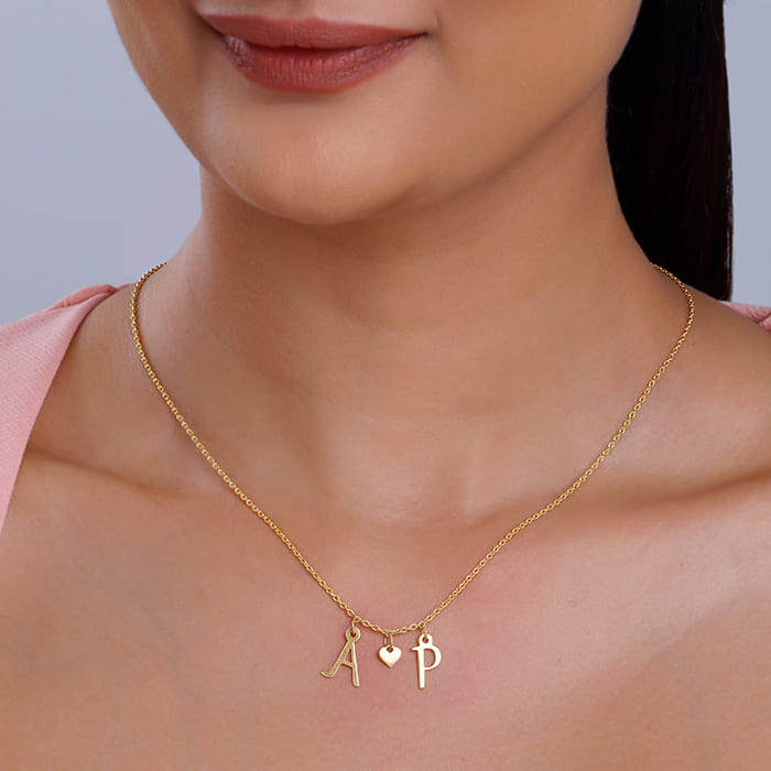 Golden Personalised Love Initials Necklace