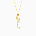 Golden Personalised Flower Name Pendant with Link Chain