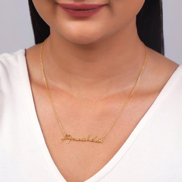 Golden Personalised Signature Name Necklace