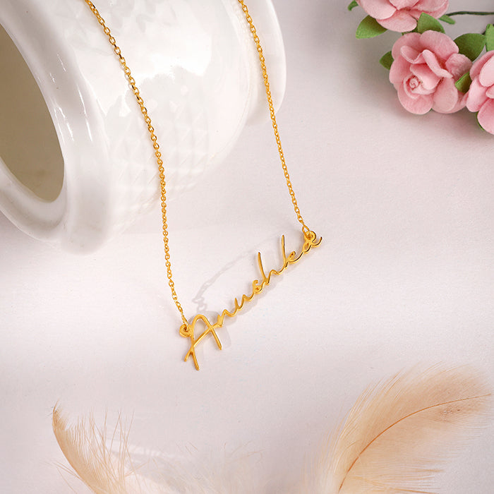 Golden Personalised Signature Name Necklace