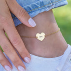 Personalized Gold Plated Engraved Heart Charm Name Anklet