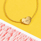 Personalized Gold Plated Engraved Heart Charm Name Anklet
