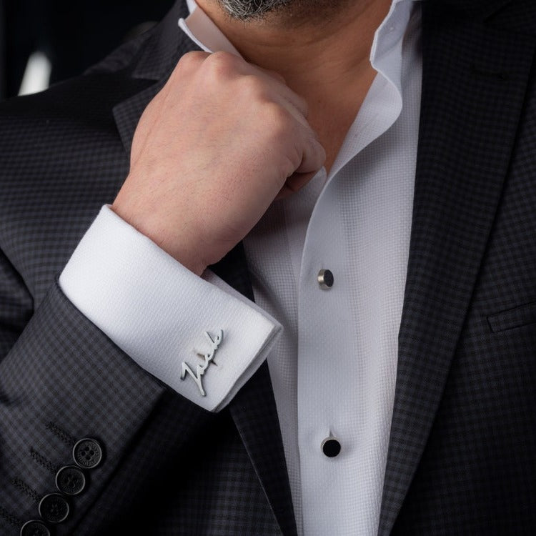Personalized Signature Name Cufflinks – Custom Engraved Groomsmen Gift for Men