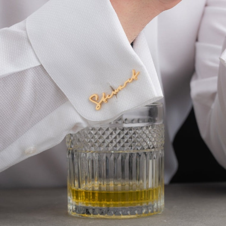 Personalized Signature Name Cufflinks – Custom Engraved Groomsmen Gift for Men