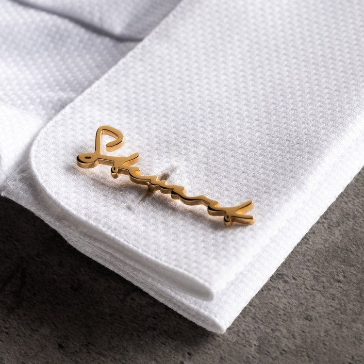 Personalized Signature Name Cufflinks – Custom Engraved Groomsmen Gift for Men